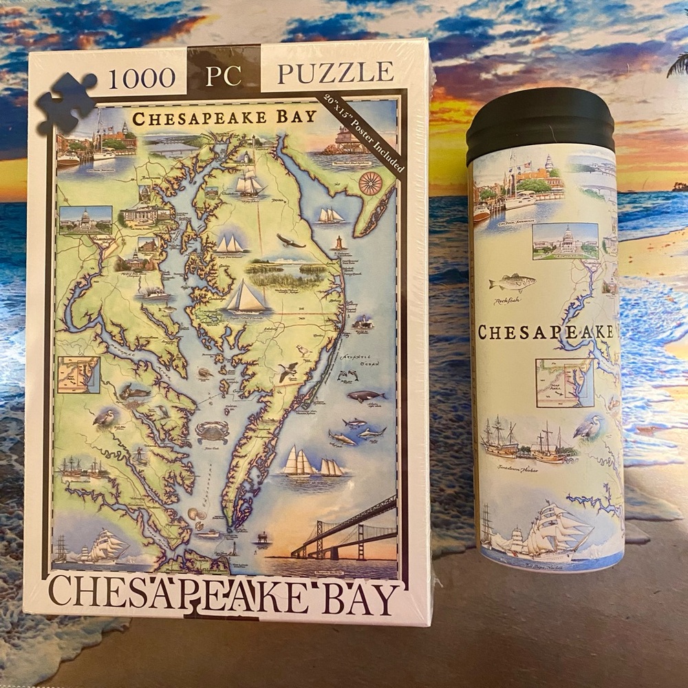 1000pc Puzzle Gift Set  East Coast nature nautical collectors 16 oz hot cold mug
